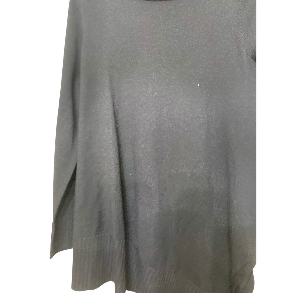 Eileen Fisher Black 100% Merino Wool Funnel Neck Asymmetrical Tunic Sweater S/P - Picture 2 of 5